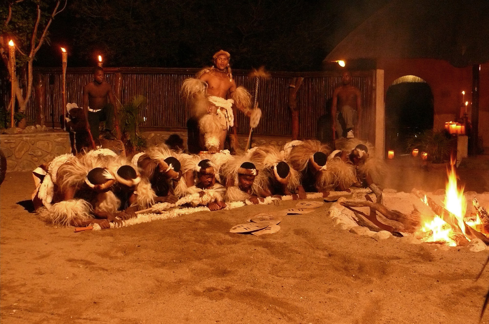 Zulu Dancing - Mkuze Falls Lodge in Amazulu Game Reserve near Hluhluwe iMfolozi, KwaZulu-Natal