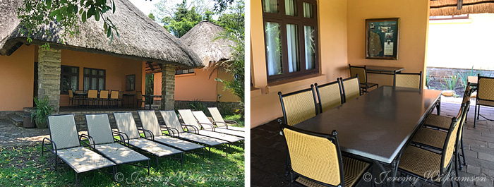 View of Mtwazi Lodge's veranda located in Hluhluwe iMfolozi Reserve, Northern KwaZulu-Natal