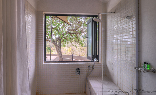 Walk in shower with a view - Hluhluwe iMfolozi Game Reserve Big 5 Nselweni Bush Camp Self Catering Accommodation Bookings KwaZulu-Natal South Africa