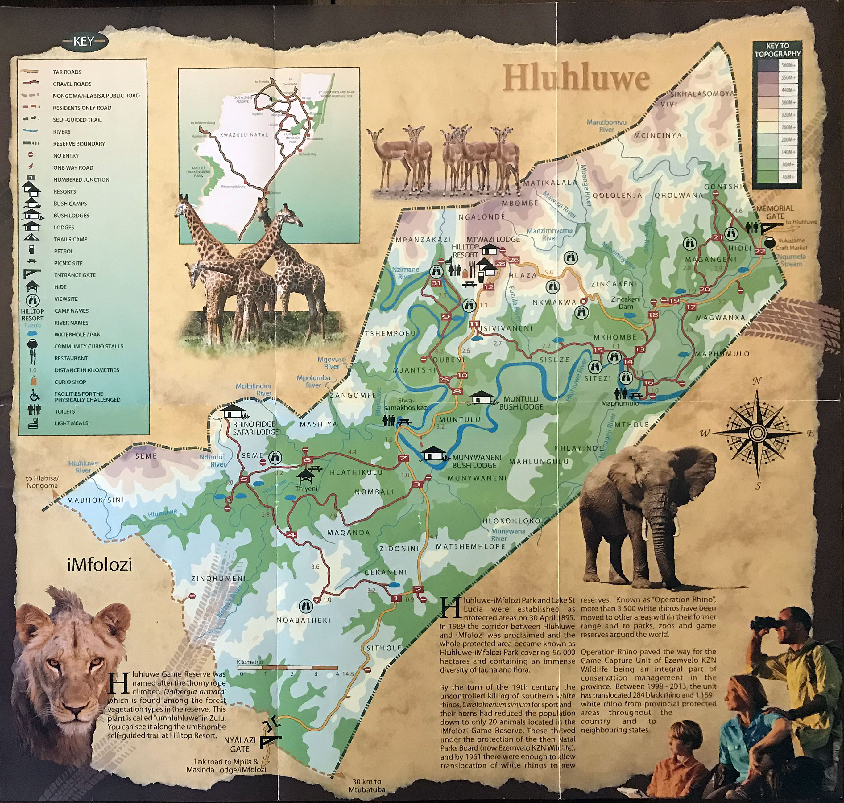 Map of Hluhluwe uMfolozi Game Reserve