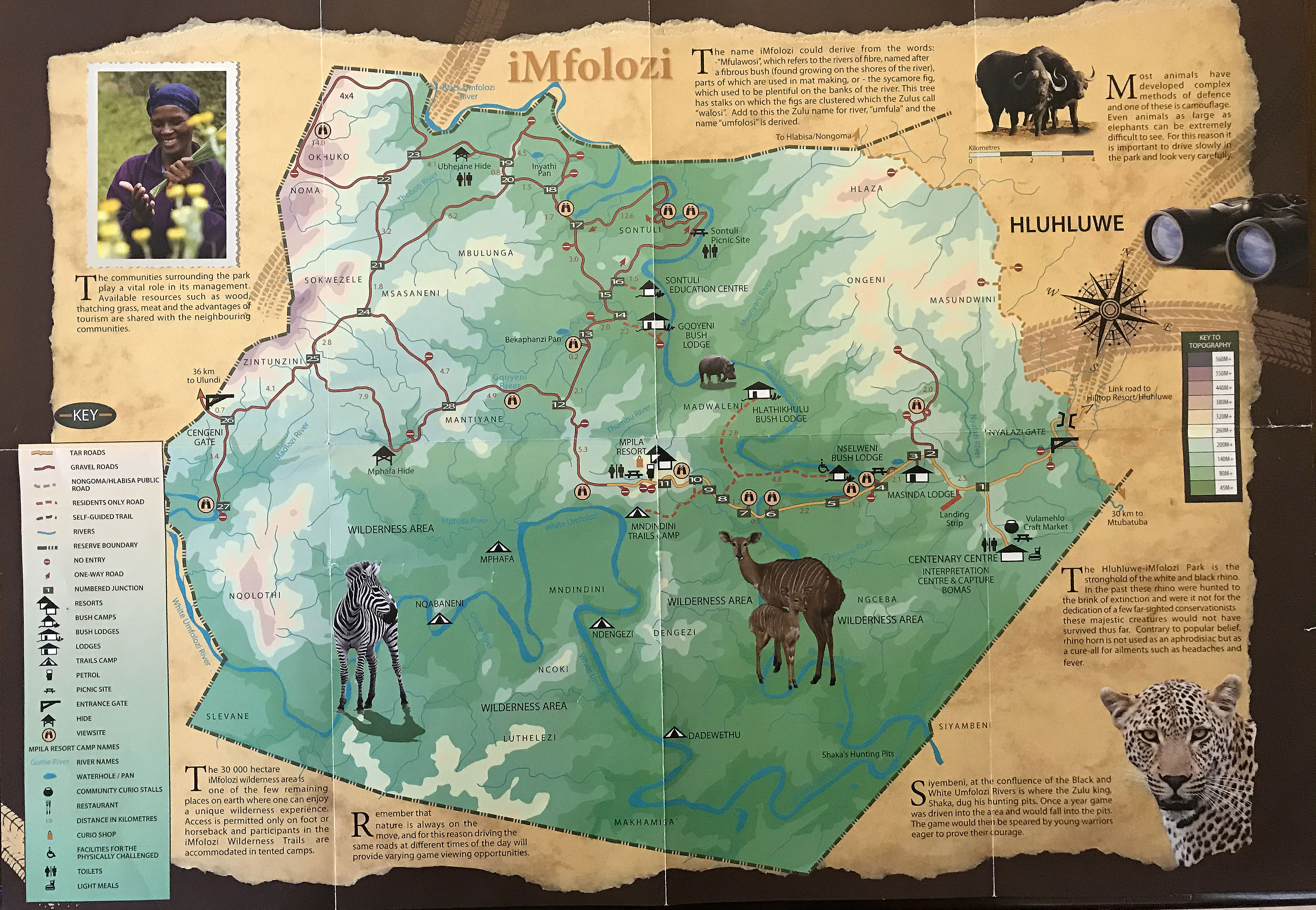Map of Hluhluwe uMfolozi Game Reserve