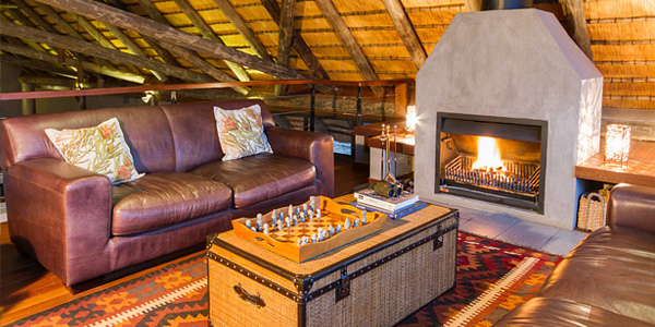Mavela Game Lodge lounge fire place Manyoni Private Game Reserve Zululand Rhino Reserve Luxury Tented Camp