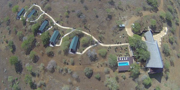 Mavela Game Lodge Aerial view Manyoni Private Game Reserve Zululand Rhino Reserve Luxury Tented Camp